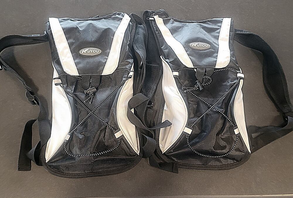 Set Of 2 KuYou Hydration Hiking Backpack Airflow Design Black White 17"x9" VGC